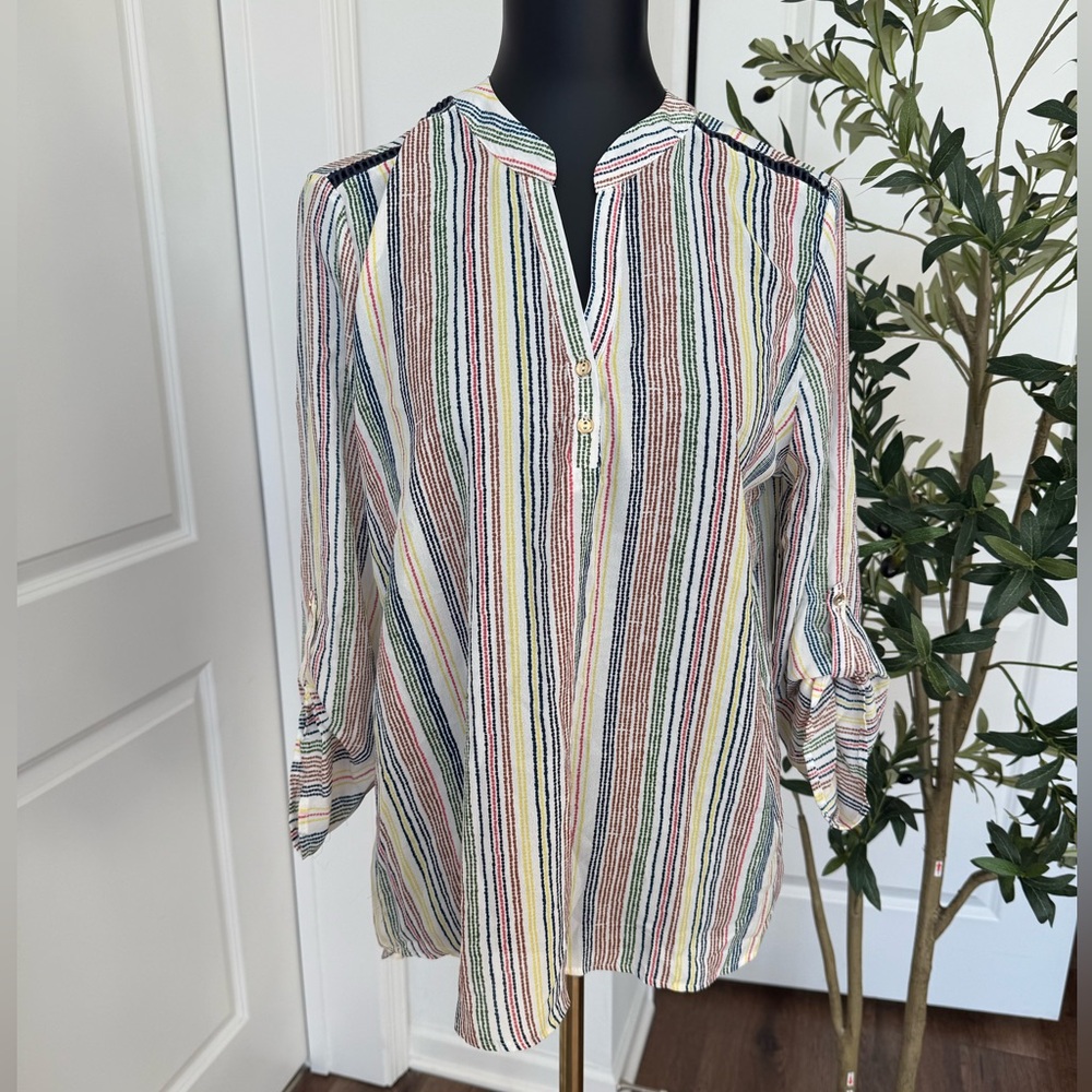 Elegant Multicolor Striped Blouse NWT
